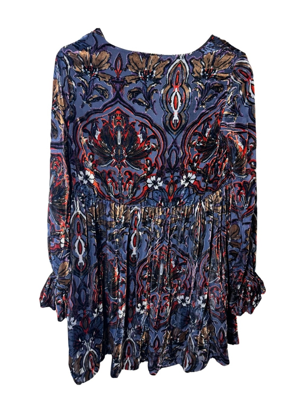 Free People ‘Mystic Charm’ Burnout Velvet Witchy Mini Dress Size Medium Flawed - Picture 3 of 16